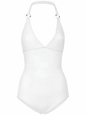 NEW Loro Piana Ring Marine halterneck swimsuit Whitd Sz 46 100% Authentic